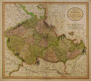 Carey Ferri A, Bohemia y Moravia, mapa grabado coloreado.