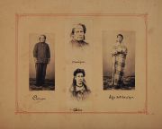Fotografías en 1 cartón, circa 1880, dos de Caciques (Juan Catriel ?), hija de Cacique y China. Circa 1880.