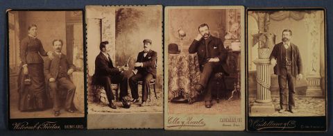 Cabinet Portraits circa 1900: Cella y Zocolla, Witcomb & Freitas, Castellano y Floran: Dos hombres tomando mate.
