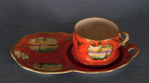 Tazas con plato de porcelana japonesa