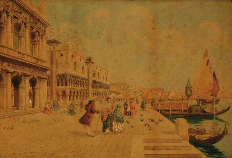 Plaza San Marcos, acuarela Venecia