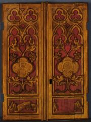 Puerta de sagrario Estilo gótico, madera tallada y dorada. avs