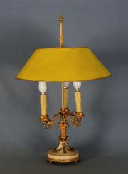 Lmpara Bouillote mrmol y bronce pantalla amarilla.