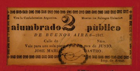 Boleta de alumbrado pblico de Bs.As. 1847. enmarcada