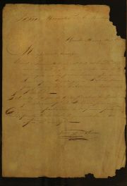Carta a E.Martinez con firma de J.M. de Rosas. enmarcada, averas.