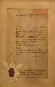 Despacho de Ascenso a capitn de F.Mendez, dada por M.Rodriguez. enmarcada