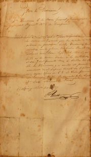Carta manuscrita y firma de P. Rosas... enmarcada