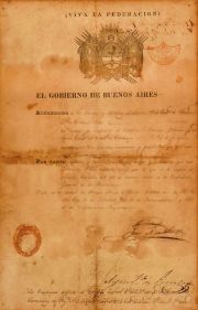 Impreso de ascenso con firma J.M.Rosas. .. enmarcada