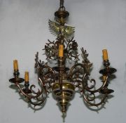 Araa holandesa de bronce, 8 brazos con velas.