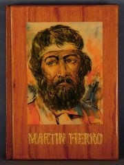HERNANDEZ, José 'MARTIN FIERRO'. Ediciòn de lujo en 4 idiomas. Tapa de madera.