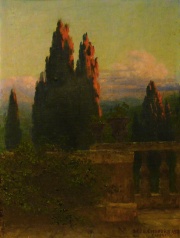 Eichhorn, Leon B. Ciprés (Villa d' Esre En Tivoli - Italia), óleo