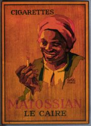 Placa chica madera publicidad cigarrillos egipcios 1920