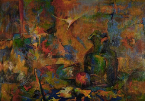 LACLAU, Esmeralda. 'Con Jarra', óleo de 70 x 100 cm.