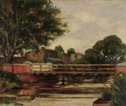 AYLLON, Pascual. El Puente, óleo sobre tela 50 x 60 cm.
