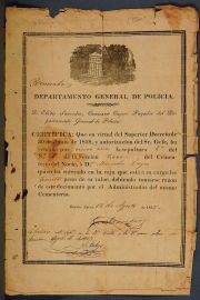 Departamento General de Policía, Venta deSepulturas del Cementerio del Norte. 1853. (14) Col. Juan C.Colombano. Fact. de