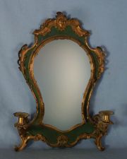Apliques con espejo y dos velas (verde y dorado) (2)