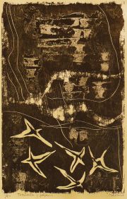 Seoane, Luis, 'Tormenta y Pajaros', xilografia 1/80 - 52 x 37 cm. Ex. Coll. Acquarone