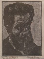 Sergi, Sergio, 'Retrato de Gustavo Cochet', grabado 9 x 8 cm. Ex. Col. Acquarone