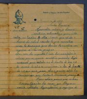 Carta de fecha junio 8 de 1939, sin indicación de lugar, extendida en España poco tiempo después de finalizada la Gu