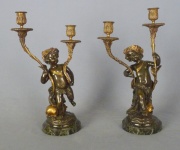 Dos Candelabros, angelitos de bronce franceses.