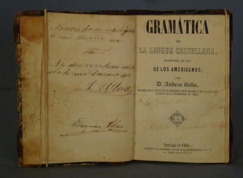 Un Vol. Gramática de la Lengua Castellana - Andrés Bello. Imp. del Progreso, Chile 1847 Averías.