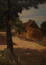 HAUSDORF, Camino con buey, óleo 95 x 68 cm