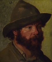 Hombre barbado con sombrero, óleo fechado 22/5/82. Anónimo