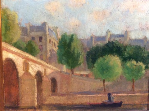 MEREDIZ, José A. 'Puente Marie, París', óleo de 22 x 27 cm.
