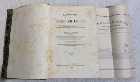 Zeballos, E. La Conquista de Quince Mil Leguas. Bs.As. La Prensa, 1878-1 vol. Cuatro desplegables. (faltantes)