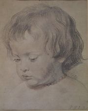 NIÑO, lámina de Rembrandt, enmarcada. Mide: 25 x 19 cm.