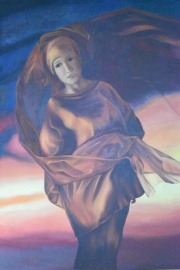 Jimenez, Teresa. Recuedro de mi Madre, óleo 1986. 89 x 116 cm.