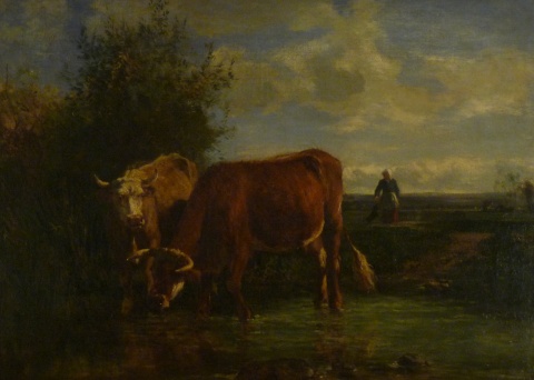 Constant Troyon. Vacas, óleo 110 x 090. Marco con peq. avs.