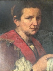 Retrato de dama antigua con rodete, leo sobre tela.