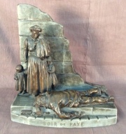 JACOPIN, A. 'SOIR DE PAYE', escultura bronce y mármol. 42 cm alto.