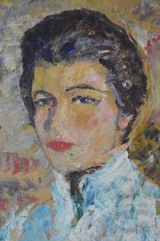 Beristayn, Rostro de mujer, óleo. Mide: 36.5 x 30.5 cm.