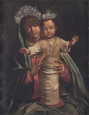 Virgen con Niño, óleo. Deterioros