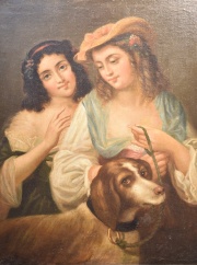 Anonimo. Dos jovenas con perro