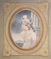 Retrato de Sra. Byfeld. grabado oval por J.Downman