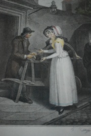 El Afilador, grabado firmado F. Petitjean. Casa Veltri. Mide: 41 x 31 cm.