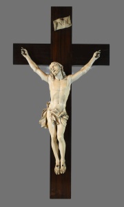 Jesucristo, talla con cruz - 25- Crucifijo. 60 cm.