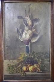 Dos Vaimi .C. Naturalezas muertas con liebre y otra con pato, óleo. 87 x 53 cm.