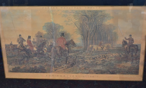 Fox Hunting, The Find, grabado ingls, deterioros. Mide: 60 x 111 cm. Enmarcado.