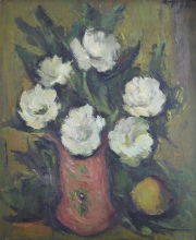M. Tiglio, Vaso con Flores, óleo de 45 x 37 cm.