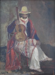 Lanoël, Guitarrero, óleo 40 x 30 cm. Certificado manuscrito al dorso.