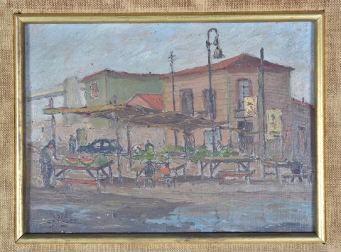 Cataldo, El Sandiero, óleo de 14 x 20 cm. Certif. autenticidad de Gal. Arg. del año 1964.