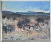 José A. Usandivaras, Rancho en lo alto (Salta), óleo de 23 x 29 cm.