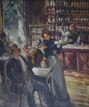 Guido Bruveris, Café de Camareras, óleo de 60 x 50 cm. 1976. Certiificado de Autenticidad de Gal. Suipach