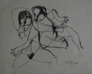 Bute, Espirilio, PAREJA,dibujo a la tinta, Mide: 21 x 26 cm