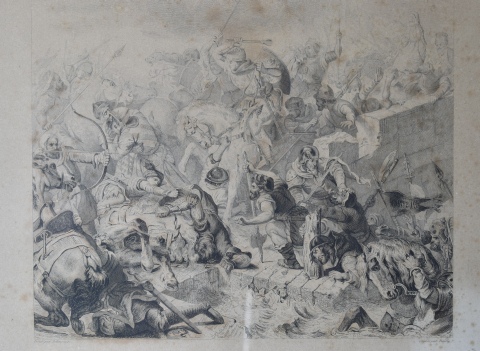 Dos grabados de batallas, Theophile Clement Blanchard, 1829 - 1849 29 x 35