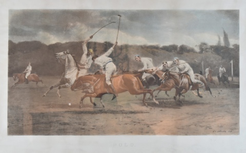 Jugando al Polo. grabado por J..Dollman. Public. en 1891